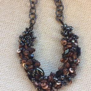Brown mother of pearls with metallic glass beads